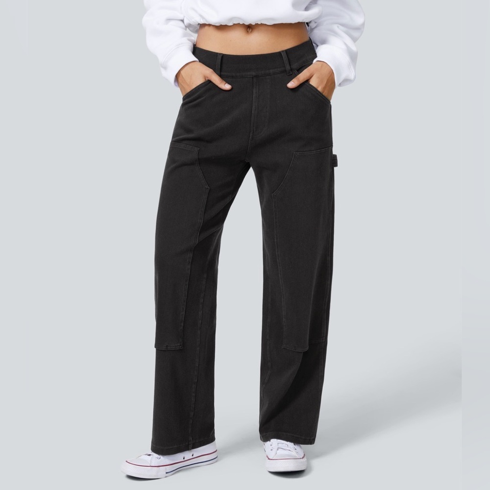 Halara Flex™ Mid Rise Utility Pockets Straight Leg Jeans